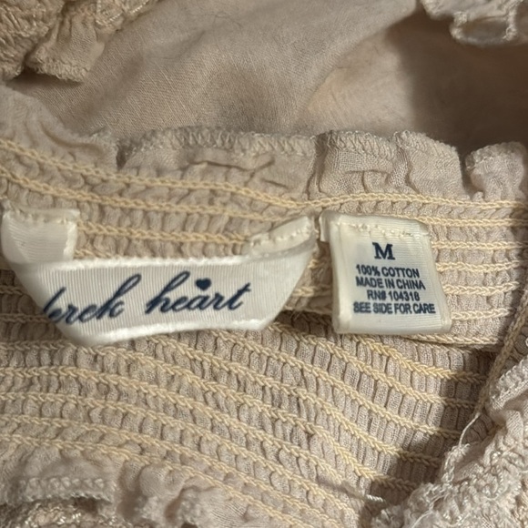 Derek heart cream smocked boho peasant midi dress Sz M - Picture 5 of 5